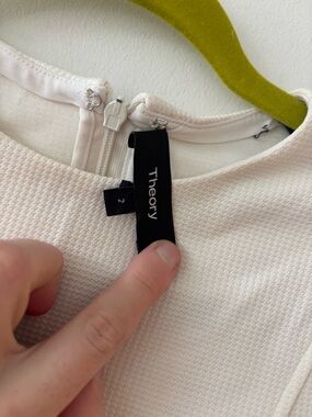 Theory Soft Cream Textured Shift Dress